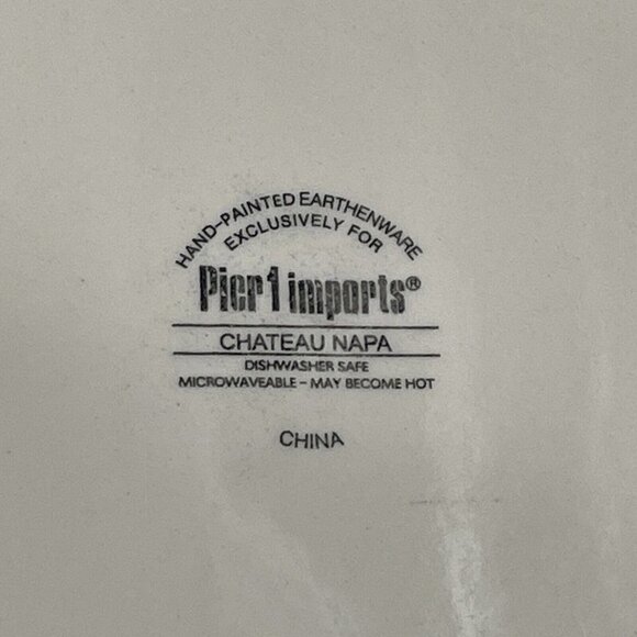 Pier 1 Imports Soup Bowl Chateau Napa Hand Painted Pasta Grapes Vine 10.75" EUC - Picture 4 of 7